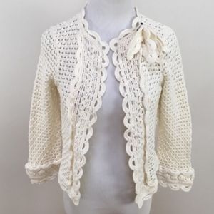 Anthropologie Knitted and Knotted Crochet Cardigan